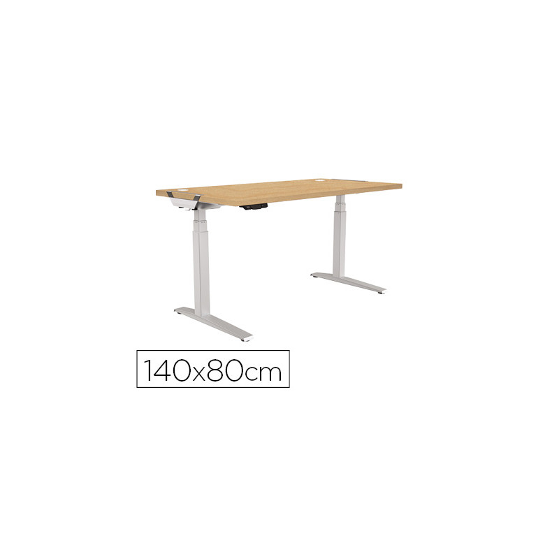 MESA DE OFICINA LEVADO BASE METAL ACERO PINTADO SISTEMA ELECTRICO REGULABLE ALTURA TABLERO ARCE 140 