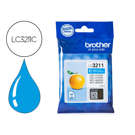 INK-JET BROTHER LC3211C DCP-J572 / DCP-J772 / DCP-J774 / MFC-J890 / MFC-J895 CIAN 200 PAG INK-JET BROTHER LC3211C DCP-J572 / DCP-J772 / DCP-J774 / MFC-J890 / MFC-J895 CIAN 200 PAG