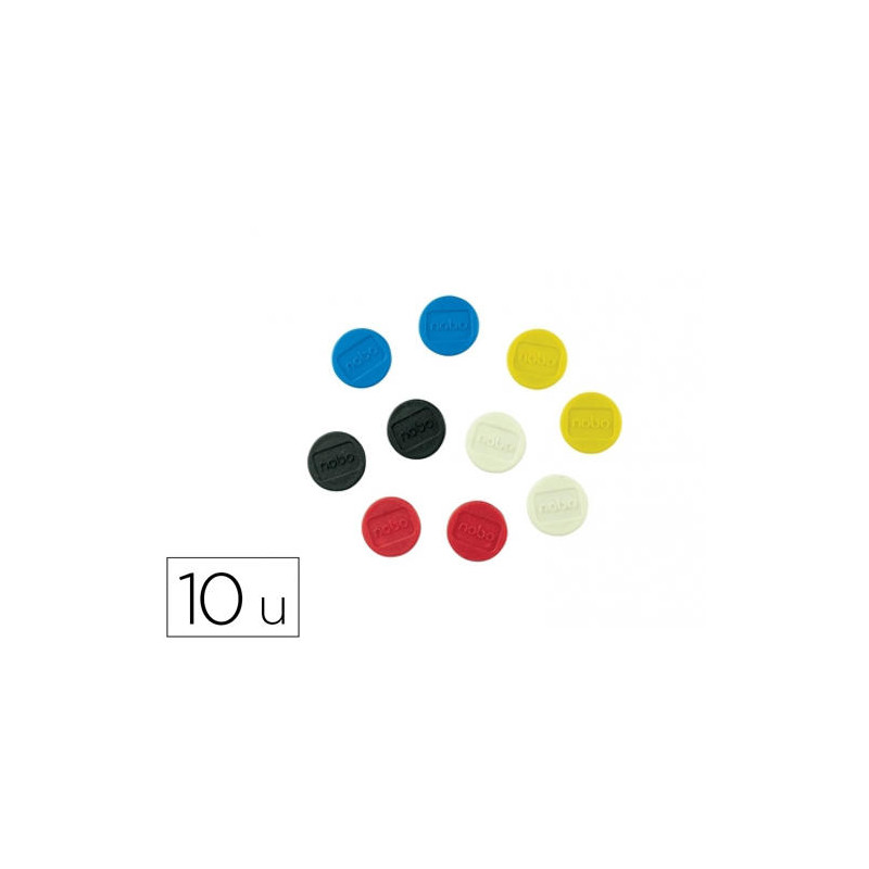 IMAN PARA SUJECION NOBO 24 MM DIAMETRO CAJA DE 10 UNIDADES COLORES SURTIDOS