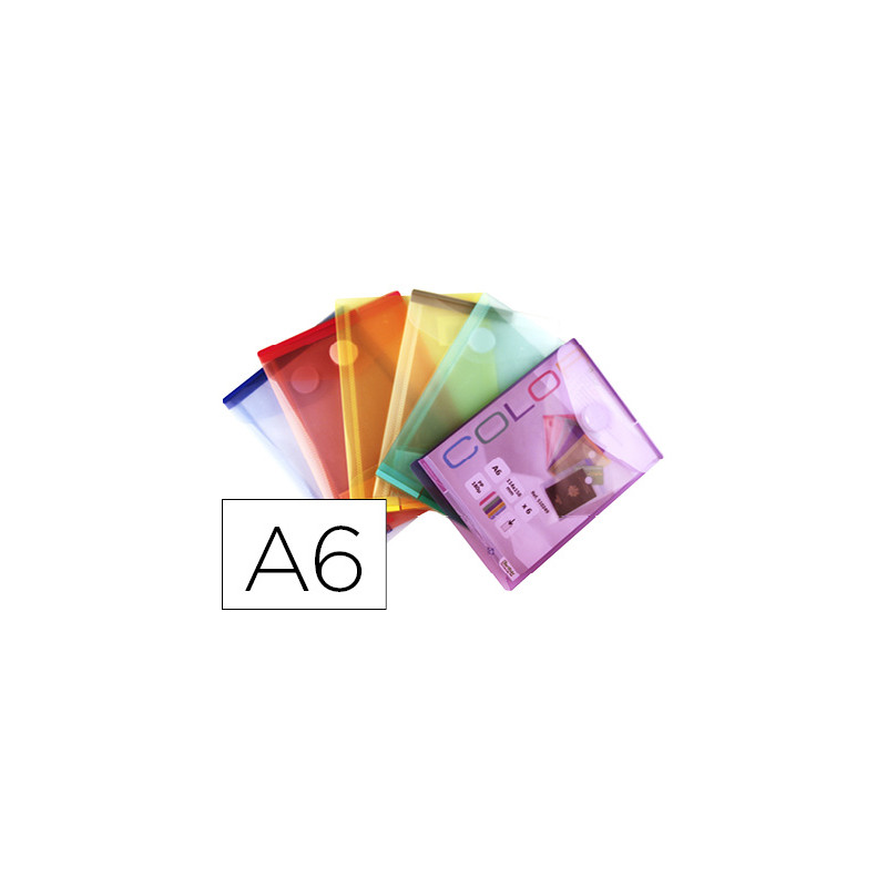 CARPETA TARIFOLD DOSSIER BROCHE DIN A6 VERTICAL POLIPROPILENO 200 MC VELCRO EXPOSITOR 60 UDS SURTIDA