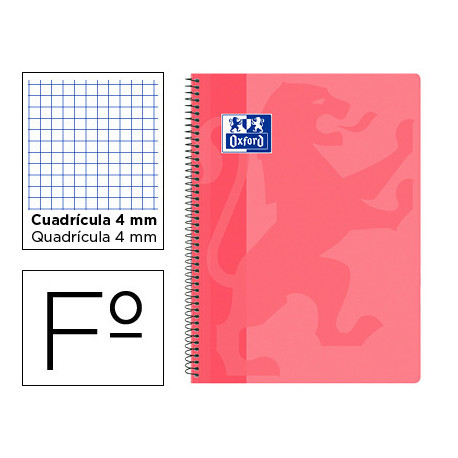 CUADERNO ESPIRAL OXFORD SCHOOL CLASSIC TAPA POLIPROPILENO FOLIO 80 HOJAS CUADRO 4 MM CON MARGEN ROSA CUADERNO ESPIRAL OXFORD SCHOOL CLASSIC TAPA POLIPROPILENO FOLIO 80 HOJAS CUADRO 4 MM CON MARGEN ROSA