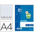 RECAMBIO OXFORD A4 200 + 50 HOJAS GRATIS CUADRO 4 MM CON MARGEN