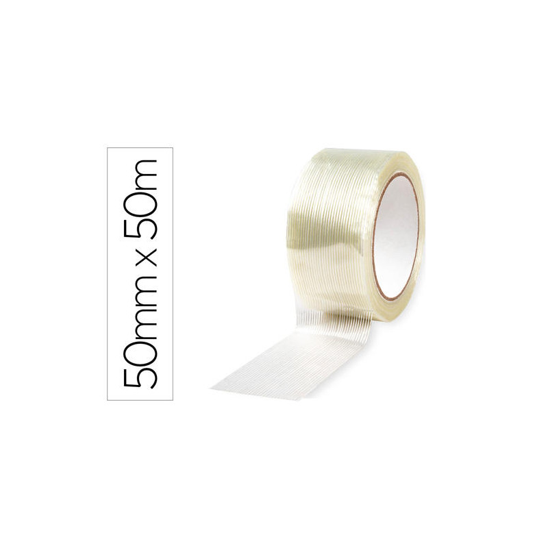 CINTA ADHESIVA Q-CONNECT MONOFILAMENTOS TRANSPARENTE 50 MT X 50 MM PARA EMBALAJE