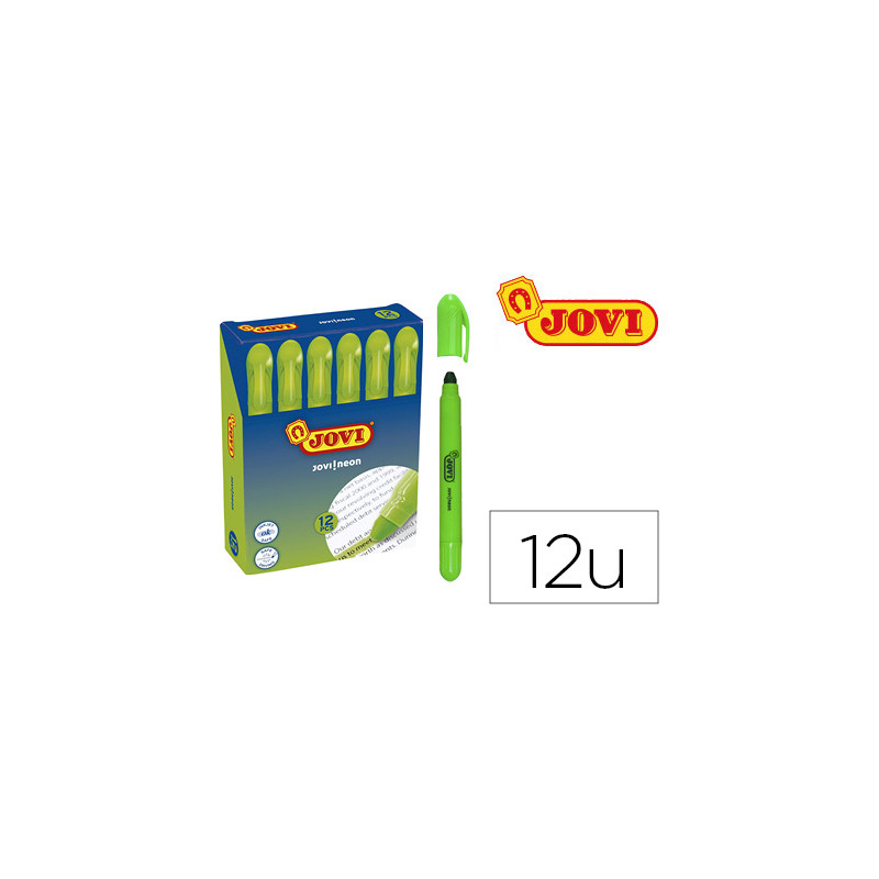 MARCADOR DE CERA GEL JOVI FLUORESCENTE VERDE CAJA DE 12 UNIDADES