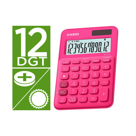 CALCULADORA CASIO MS-20UC-RD SOBREMESA 12 DIGITOS TAX +/- COLOR FUCSIA CALCULADORA CASIO MS-20UC-RD SOBREMESA 12 DIGITOS TAX +/- COLOR FUCSIA