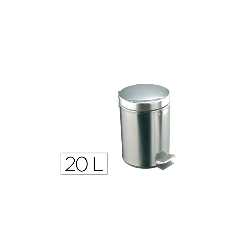 PAPELERA CON PEDAL ACERO INOXIDABLE BRILLO 20 L 435X295X350 MM