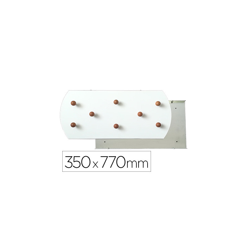 PERCHERO SIE PARED BLANCO 8 COLGADORES MADERA HAYA 350X770 MM