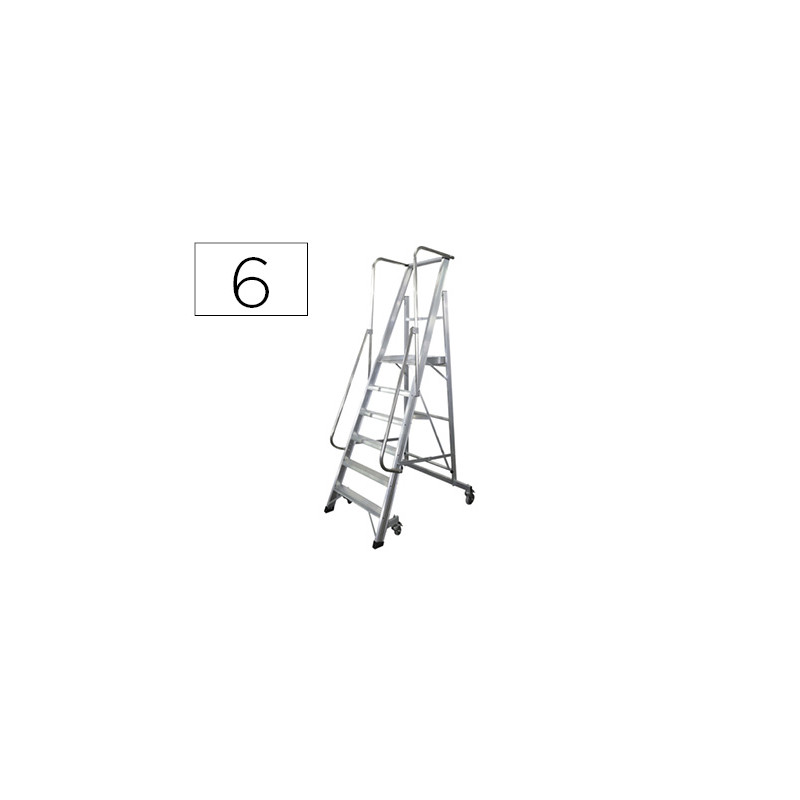 ESCALERA MOVIL KTL DE ALUMINIO CON PLATAFORMA Y GUARDACUERPOS PLEGABLE 6 PELDAÑOS SERIE 2XL-S