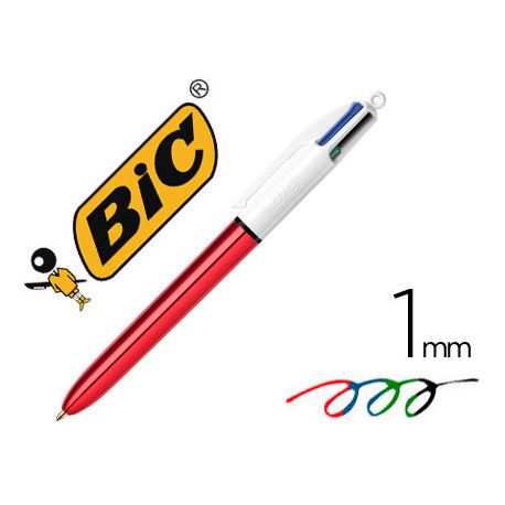 BOLIGRAFO BIC CUATRO COLORES SHINE ROJO PUNTA DE 1 MM
