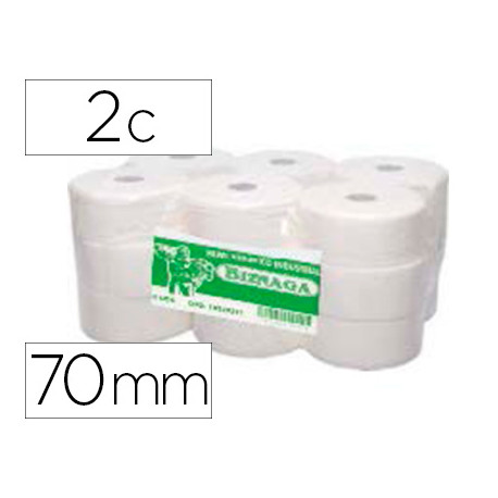 PAPEL HIGIENICO BIZNAGA JUMBO 2 CAPAS CELULOSA BLANCA MANDRIL 76 MM PARA DISPENSADORKF16756