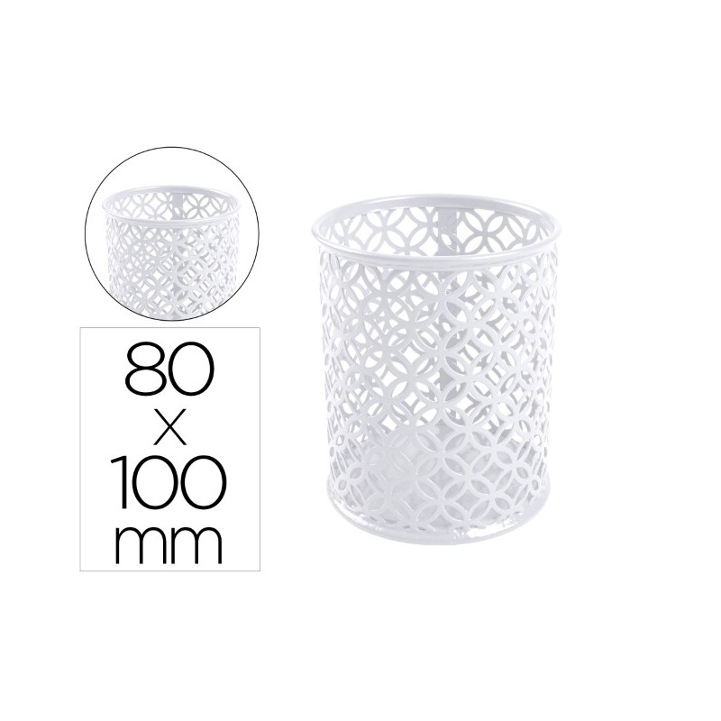 CUBILETE PORTALAPICES Q-CONNECT METAL REDONDO DIAMETRO 80 ALTURA 100 MM BLANCO