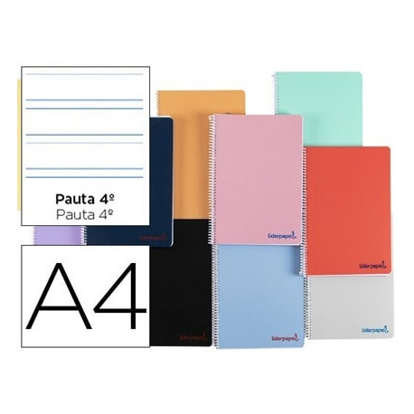CUADERNO ESPIRAL LIDERPAPEL A4 WONDER TAPA PLASTICO 80H 90GR PAUTA ANCHA 3,5MM CON MARGEN COLORES SU CUADERNO ESPIRAL LIDERPAPEL A4 WONDER TAPA PLASTICO 80H 90GR PAUTA ANCHA 3,5MM CON MARGEN COLORES SU