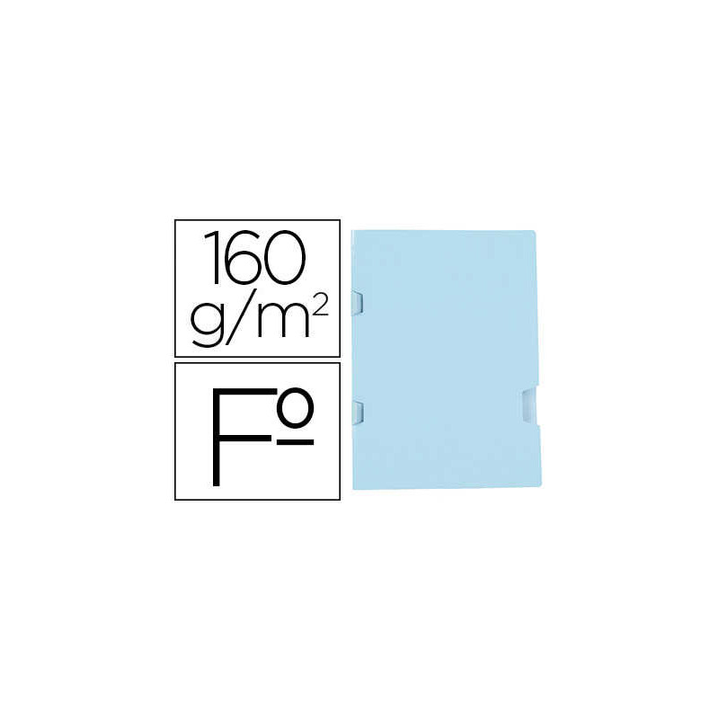 SUBCARPETA LIDERPAPEL FOLIO AZUL TRES UÑEROS PLASTIFICADA 160G/M2