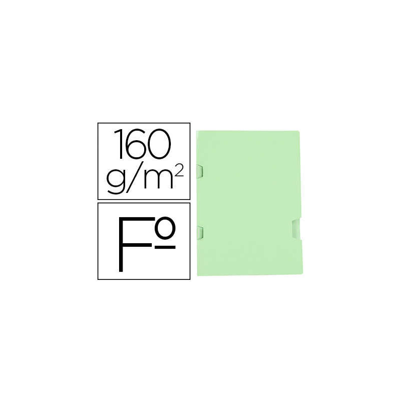 SUBCARPETA LIDERPAPEL FOLIO VERDE TRES UÑEROS PLASTIFICADA 160G/M2