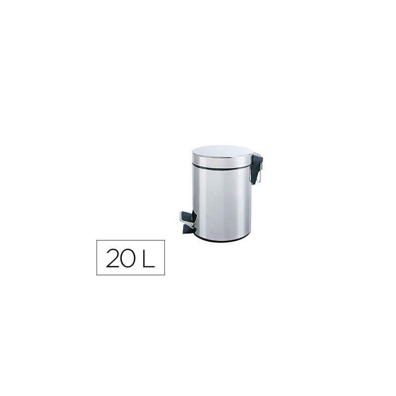 PAPELERA METALICA Q-CONNECT CON PEDAL CROMADA 43X29CM CAPACIDAD 20 LITROS