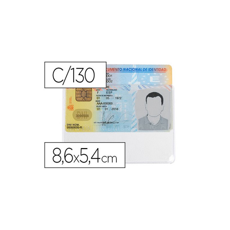 FUNDA PORTADOCUMENTO Q-CONNECT DNI 130 MICRAS PVC TRANSPARENTE CON UÑERO 86X54 MM