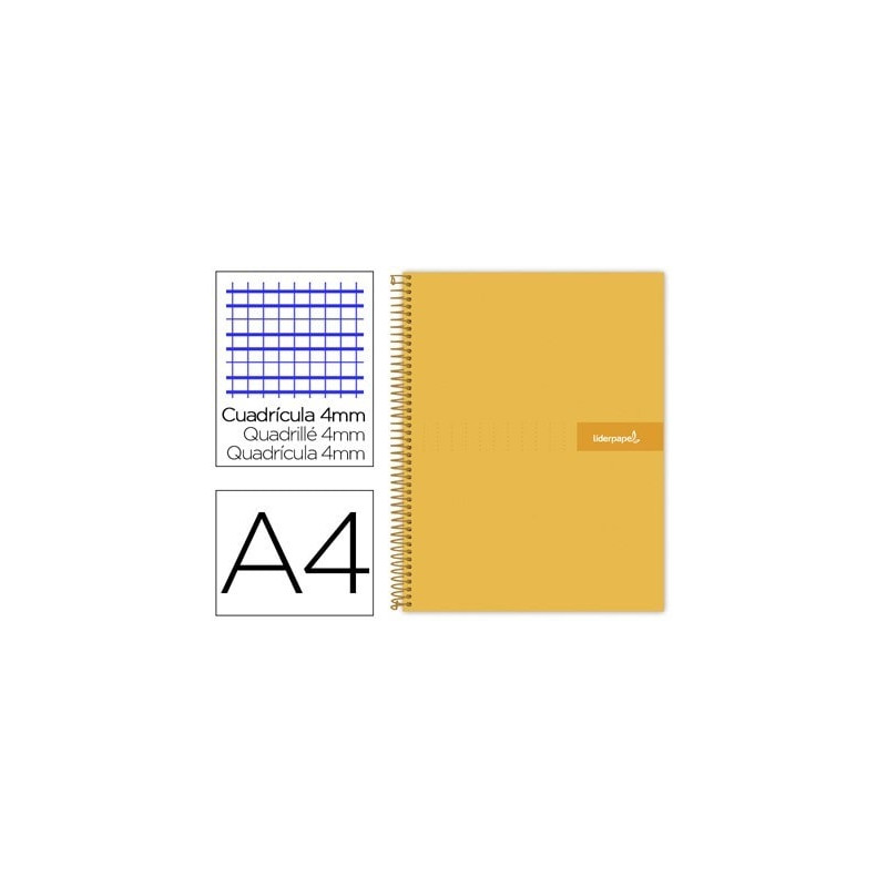 CUADERNO ESPIRAL LIDERPAPEL A4 CRAFTY TAPA FORRADA 80H 90 GR CUADRO 4MM CON MARGEN COLOR NARANJA