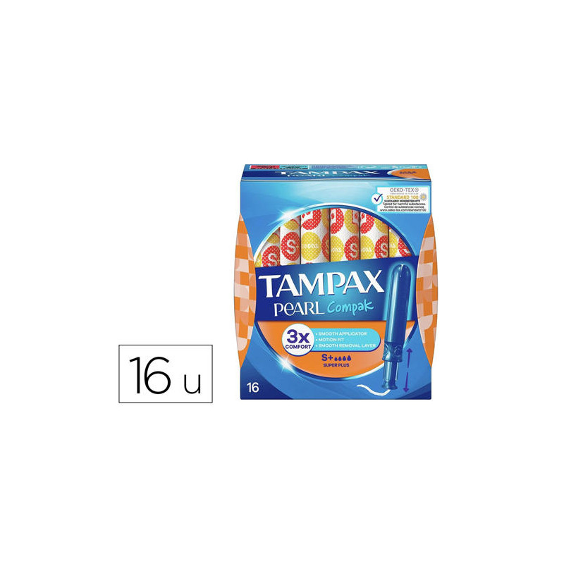 TAMPON TAMPAX PEARL COMPAK SUPER PLUS CAJA DE 16 UNIDADES