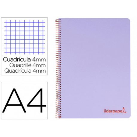 CUADERNO ESPIRAL LIDERPAPEL A4 WONDER TAPA PLASTICO 80H 90GR CUADRO 4MM CON MARGEN COLOR VIOLETA CUADERNO ESPIRAL LIDERPAPEL A4 WONDER TAPA PLASTICO 80H 90GR CUADRO 4MM CON MARGEN COLOR VIOLETA