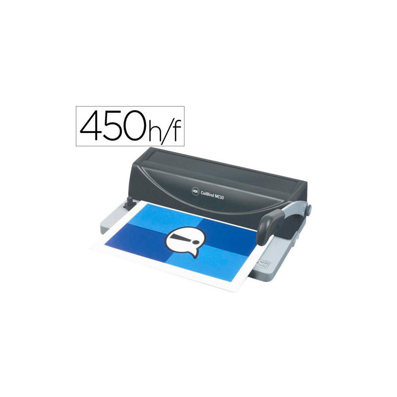 ENCUADERNADORA PARA ESPIRAL METALICO GBC MC 10 PERFORA 10 HOJAS TAMAÑO DIN A4 ENCUADERNA HASTA 450 H