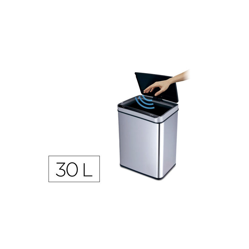 PAPELERA METALICA Q-CONNECT CON SENSOR AUTOMATICO CAPACIDAD 30 LITROS 500X240X330 MM