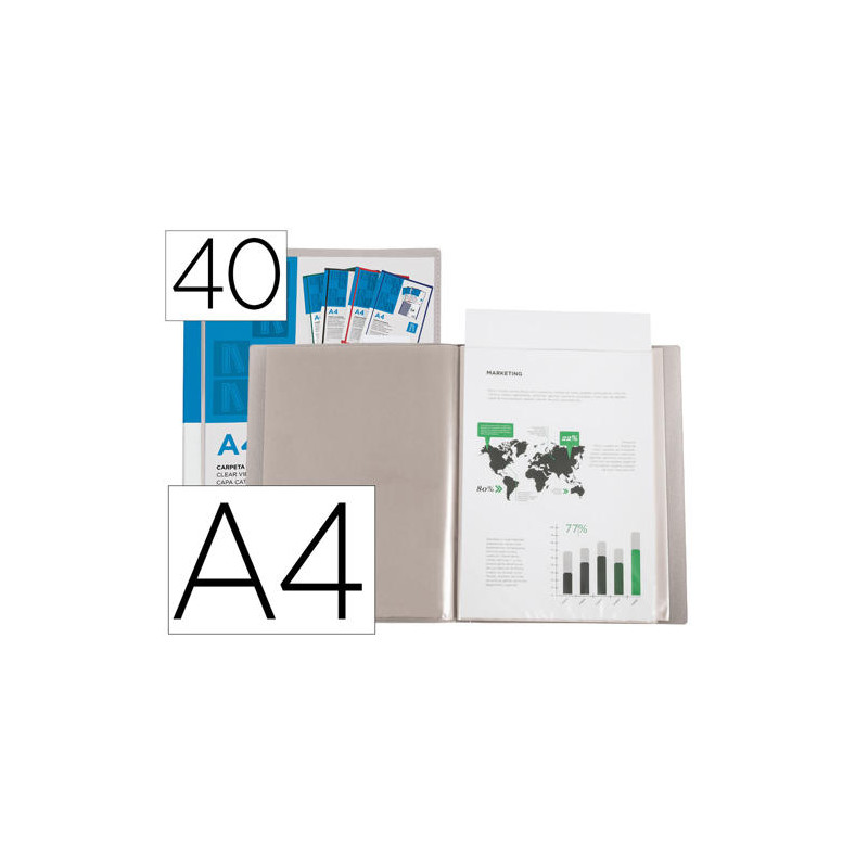 CARPETA LIDERPAPEL PERSONALIZA 40 FUNDAS CANGURO POLIPROPILENO DIN A4 TRANSPARENTE PORTADA Y LOMO