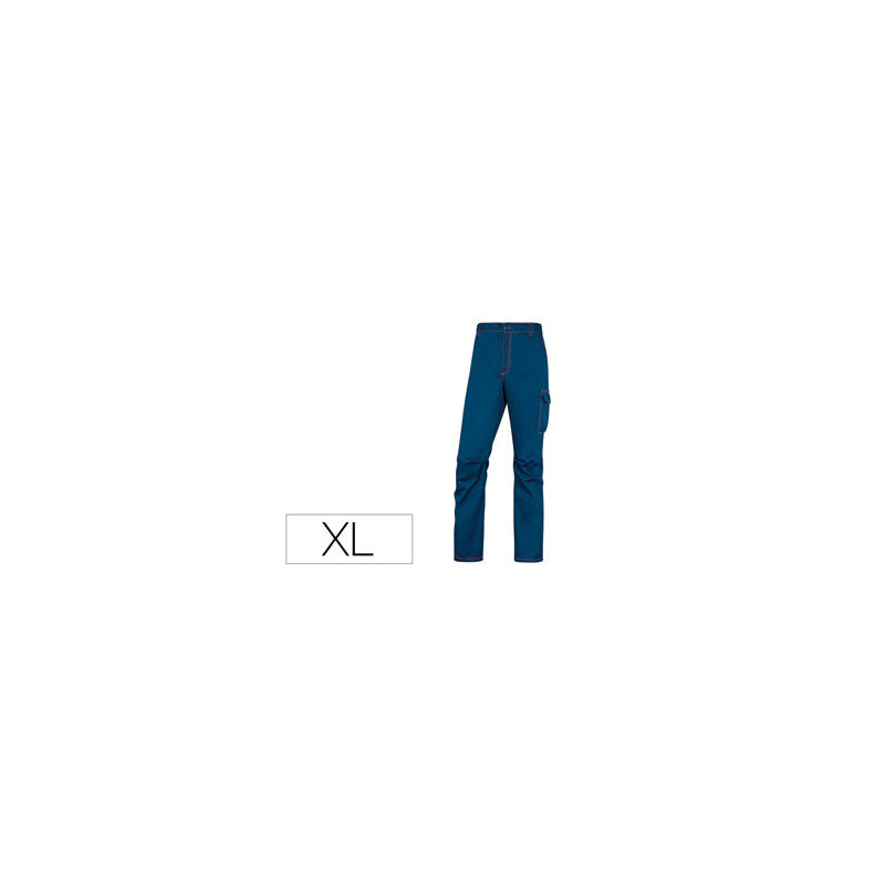 PANTALON DE TRABAJO DELTAPLUS CINTURA ELASTICA 5 BOLSILLOS COLOR AZUL MARINO / NARANJA TALLA XL