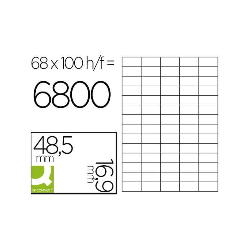 ETIQUETA ADHESIVA Q-CONNECT KF11207 TAMAÑO 48,5X16,9 MM FOTOCOPIADORA LASER INK-JET CAJA CON 100 HOJ
