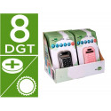 CALCULADORA LIDERPAPEL BOLSILLO XF44 8 DIGITOS SOLAR Y PILAS 94X59,5X10,5MM COLORESNEGRO VERDE ROSA 
