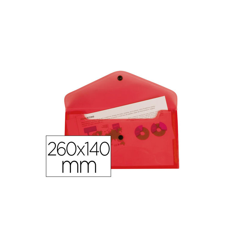 CARPETA LIDERPAPEL DOSSIER BROCHE POLIPROPILENO TAMAÑO SOBRE AMERICANO 260X140 MM ROJO TRANSLUCIDO