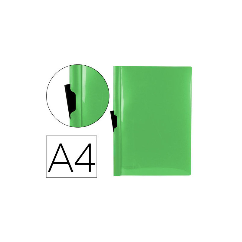 CARPETA LIDERPAPEL DOSSIER PINZA LATERAL POLIPROPILENO DIN A4 VERDE MANZANA OPACO 30 HOJAS PINZA DES