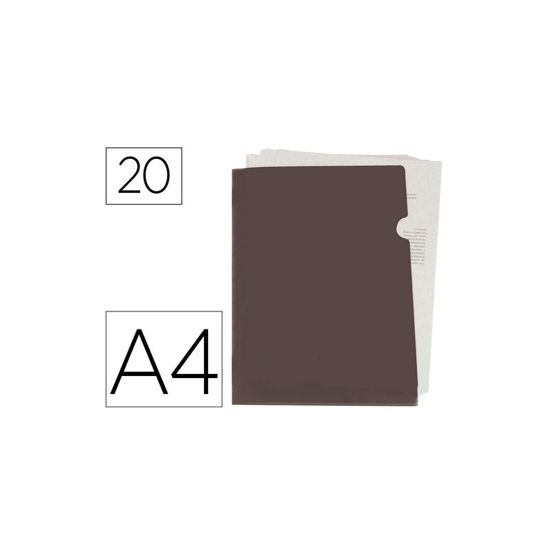 CARPETA LIDERPAPEL DOSSIER UÑERO POLIPROPILENO DIN A4 NEGRO OPACO 20 HOJAS