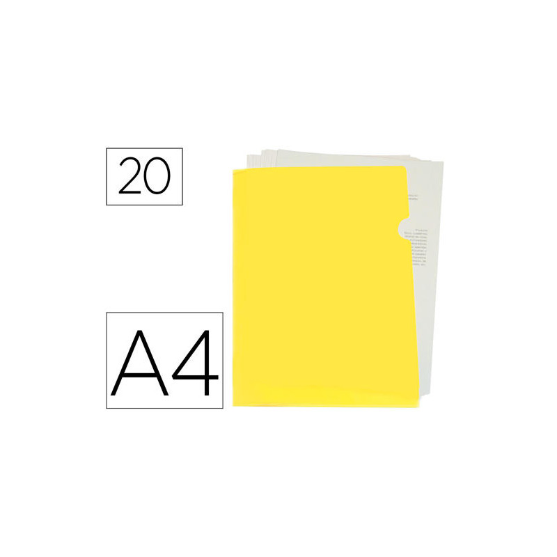 CARPETA LIDERPAPEL DOSSIER UÑERO POLIPROPILENO DIN A4 AMARILLO FLUOR OPACO 20 HOJAS