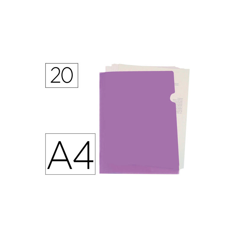 CARPETA LIDERPAPEL DOSSIER UÑERO POLIPROPILENO DIN A4 LAVANDA OPACO 20 HOJAS