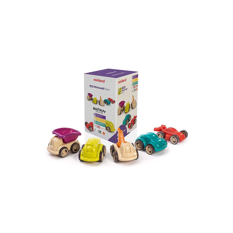 JUEGO MINILAND SET DE 5 MINIMOBILES FABRICADOS EN MATERIAL ECO FRIENDLY 150X210X150 MM