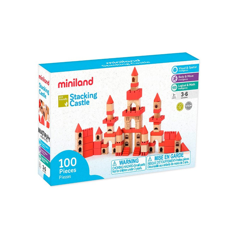 JUEGO MINILAND DE CONSTRUCCCION 100 PIEZAS MATERIAL MADERA ECOLOGICA