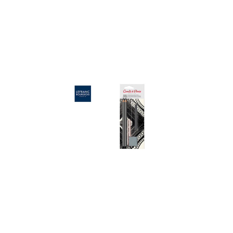 SET DE DIBUJO CONTE A PARIS BLISTER DE 2 LAPICES 2H/6B + 1 BARRA CARBON COMPRIMIDO + 2 DIFUMINOS + 1