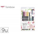 SET WATERCOLORING TOMBOW FLORAL 9 PIEZAS