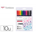 ROTULADOR TOMBOW FUDENOSUKE TINTA BASE DE AGUA PUNTA PINCEL DURA ESTUCHE DE 10 UNIDADES COLORES SURT