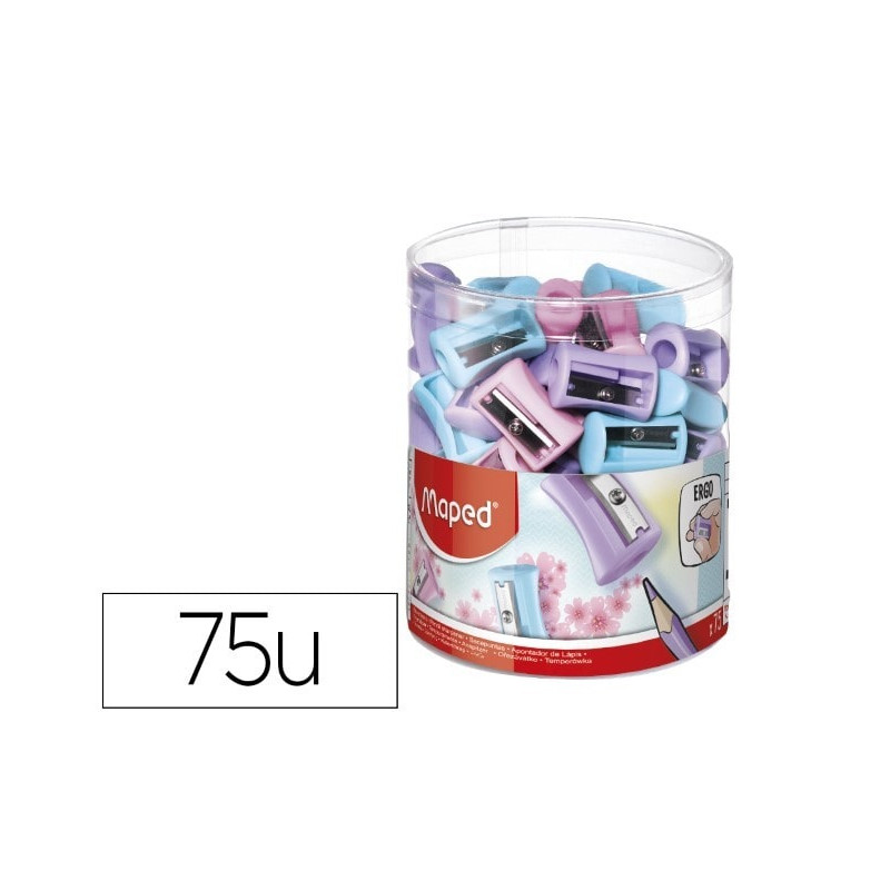SACAPUNTAS MAPED PLASTICO VIVO 1 USO COLORES PASTEL SURTIDOS