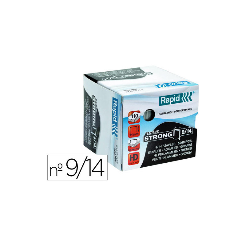 GRAPAS RAPID SUPER STRONG GALVANIZADAS N 9/14 CAJA DE 5000 UNIDADES