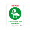 SEÑAL ADHESIVA AVERY USAR EL DESINFECTANTE PARA LAS MANOS DIN A4 RESISTENTE A LOS RAYOS UV PACK DE 2