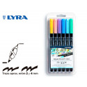 ROTULADOR LYRA AQUA BRUSH ACUARELABLE DOBLE PUNTA Y PINCEL TONOS PASTEL BLISTER DE 6 UNIDADES SURTID