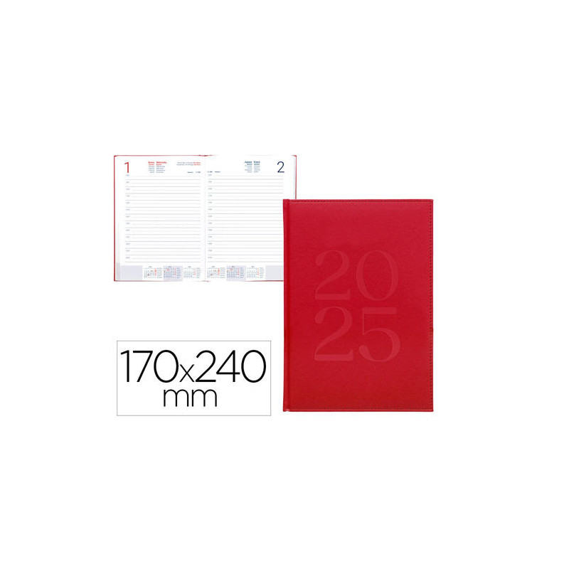 AGENDA ENCUADERNADA LIDERPAPEL CRETA 170X240 MM 2025 DIA PAGINA COLOR ROSA BUGANVILLA PAPEL 70 GR