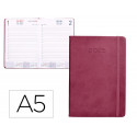 AGENDA ENCUADERNADA LIDERPAPEL MYKONOS A5 2025 DIA PAGINA COLOR ROSA BUGANVILLA PAPEL 70 GR
