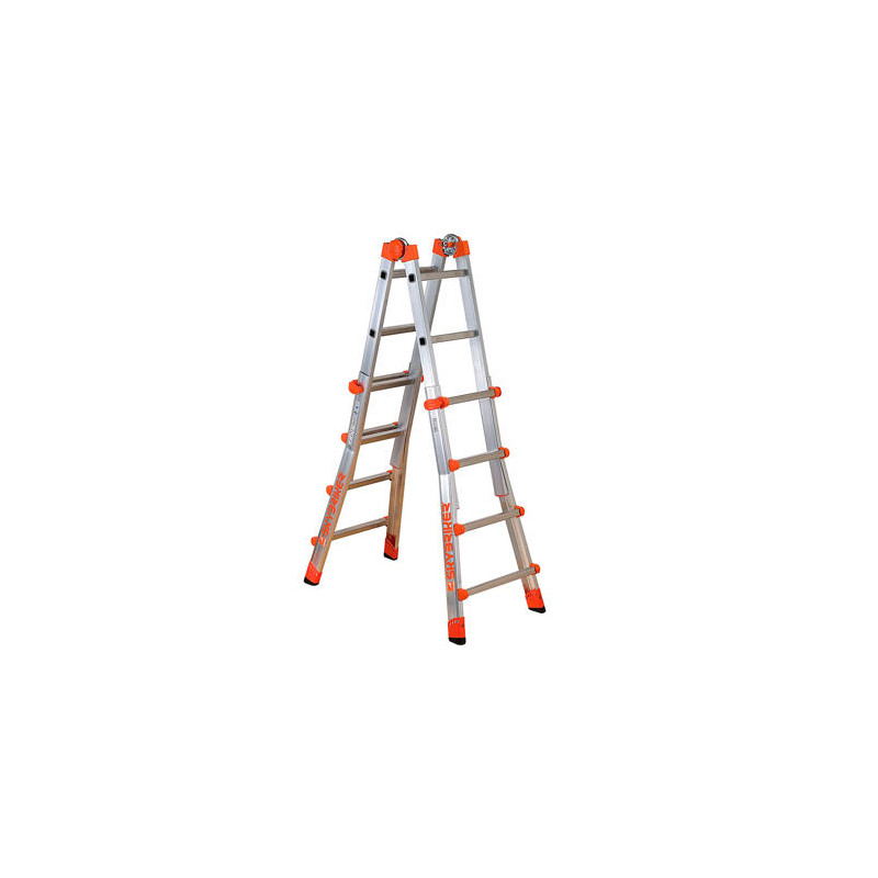  ESCALERA TELESCOPICA ALUMINIO DE 4+4 PELDAÐOS CON TAPA FINALPVC ANTIDESLIZANTE EN131-4