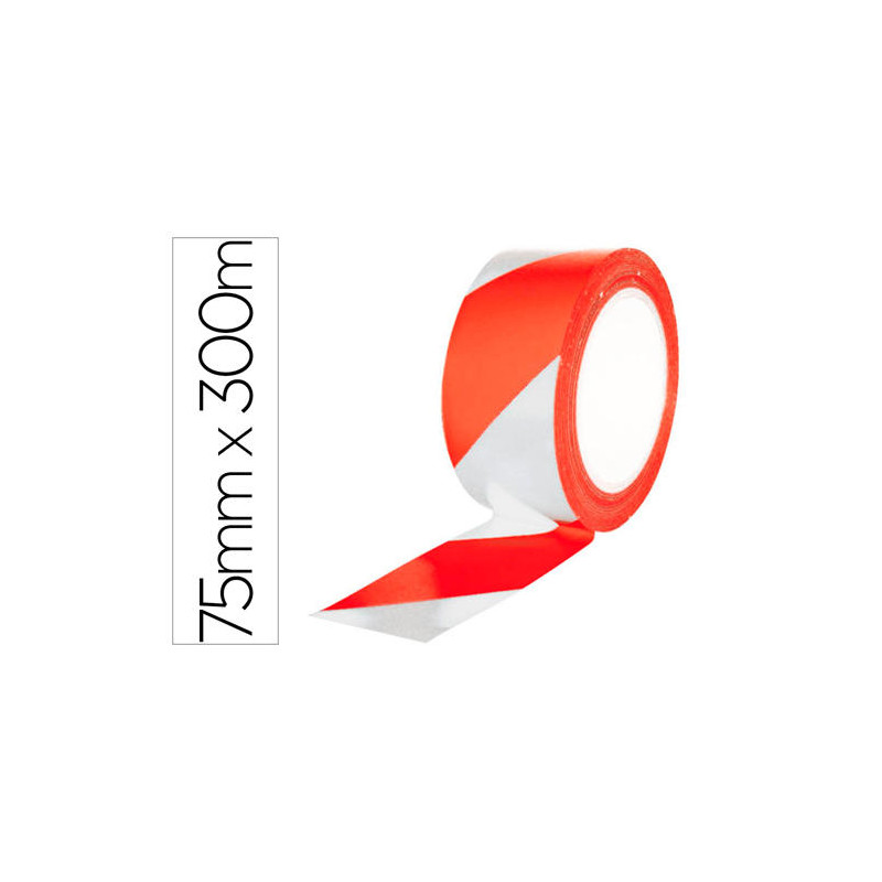 CINTA DE SEÑALIZACION Q-CONNECT NO ADHESIVA ROJO Y BLANCO 300 MT X 75 MM