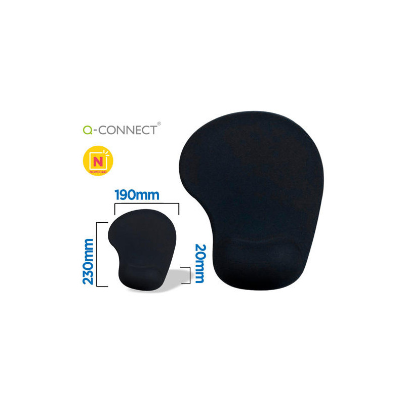 ALFOMBRILLA PARA RATON Q-CONNECT REPOSAMUÑECAS DE GEL COLOR NEGRO 190X230X20 MM