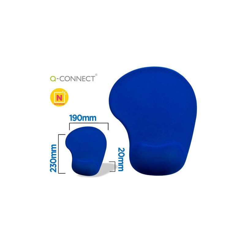 ALFOMBRILLA PARA RATON Q-CONNECT REPOSAMUÑECAS DE GEL COLOR AZUL 190X230X20 MM