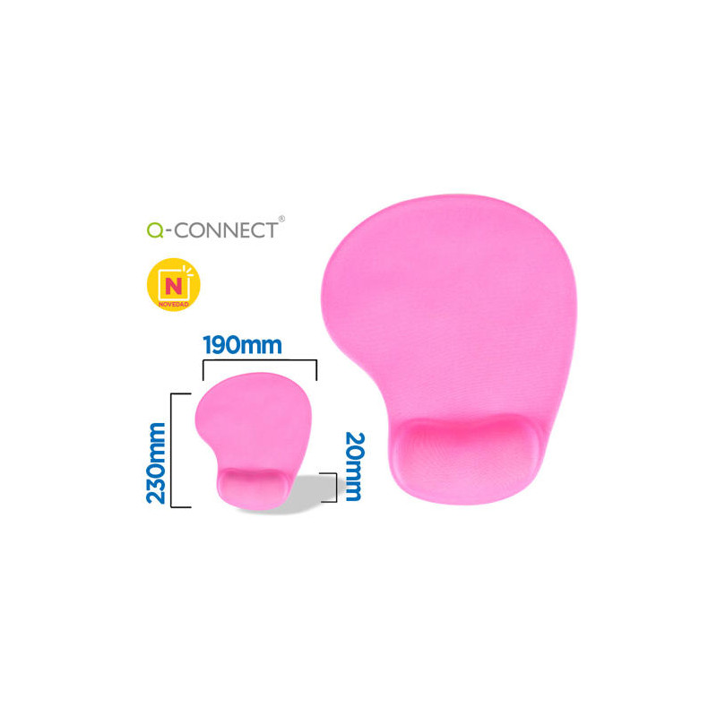 ALFOMBRILLA PARA RATON Q-CONNECT REPOSAMUÑECAS DE GEL COLOR ROSA 190X230X20 MM